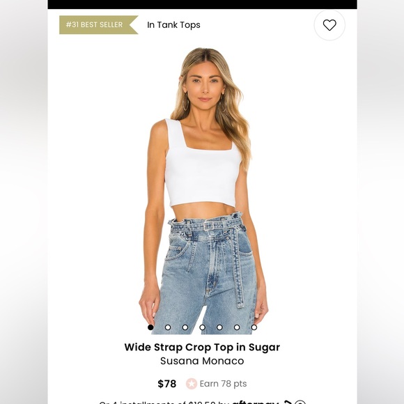 NWT Susana Monaco x Revolve Wide Strap Tank Crop Bra Top women size Medium - Picture 4 of 4